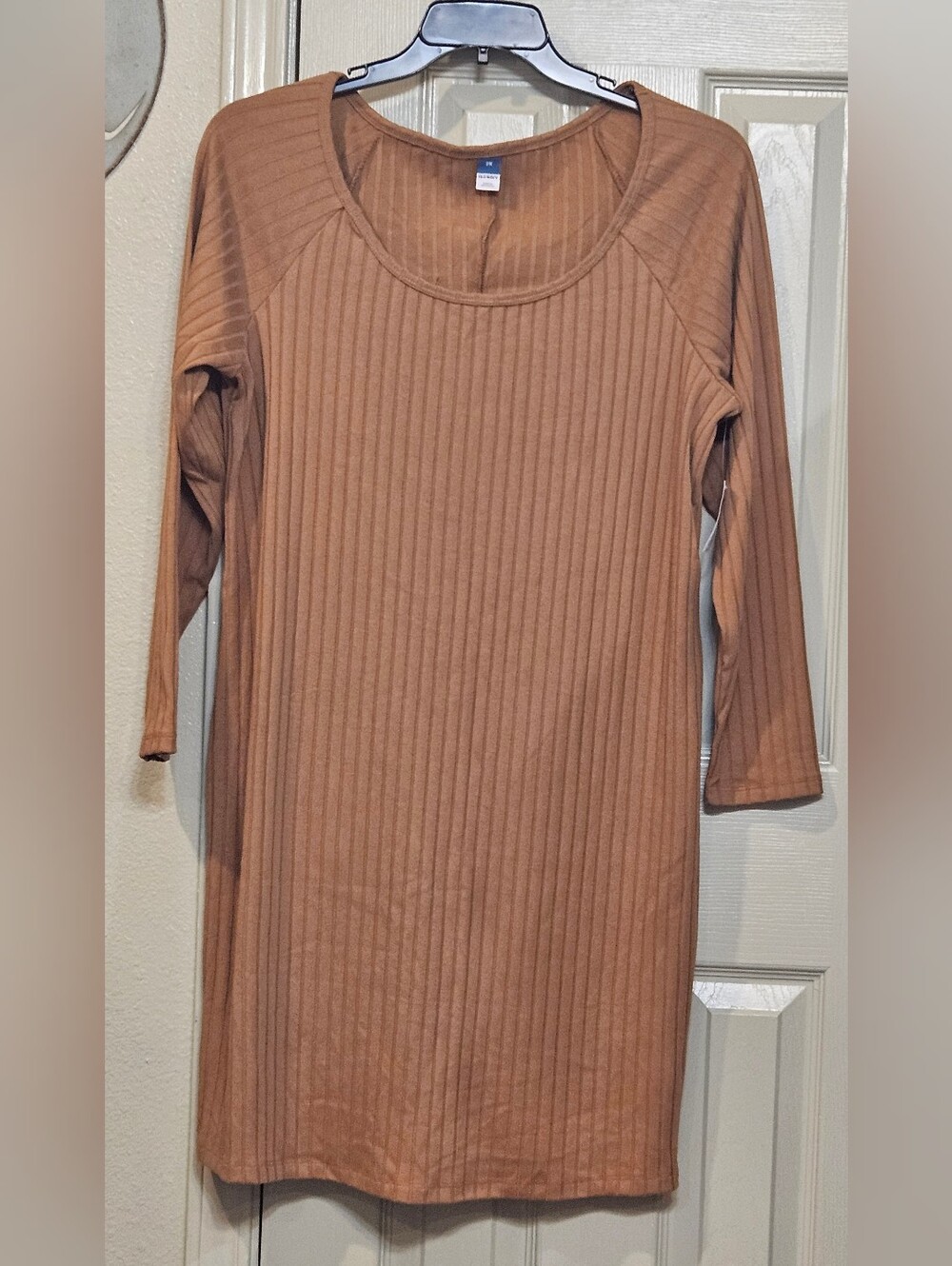 Old Navy Ribbed Scoop-Neck Mini Dress in Tan